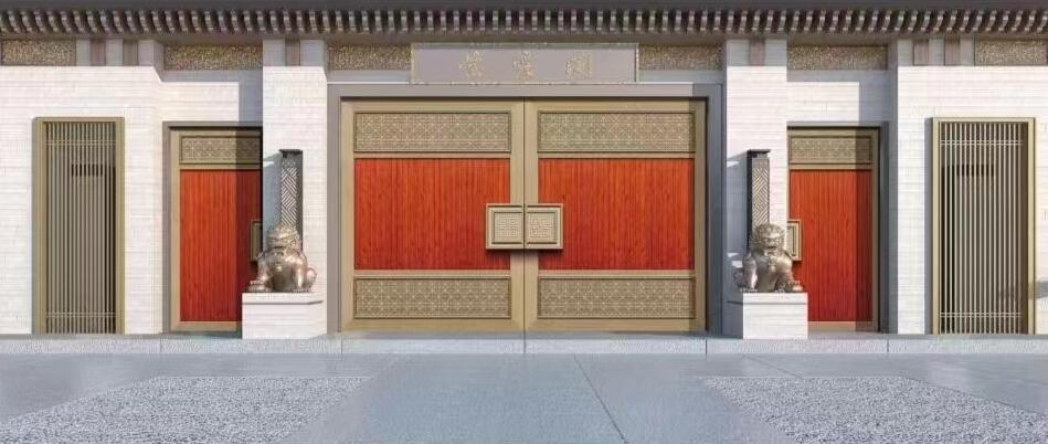 鎮江鋁藝大門廠家為別墅業主定制中式別墅大門